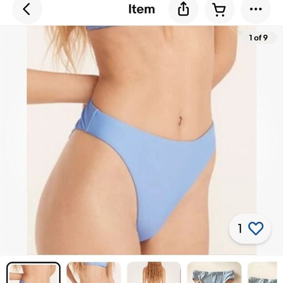 J Crew High Rise Bikini Bottom Light Blue- XS - Picture 1 of 8